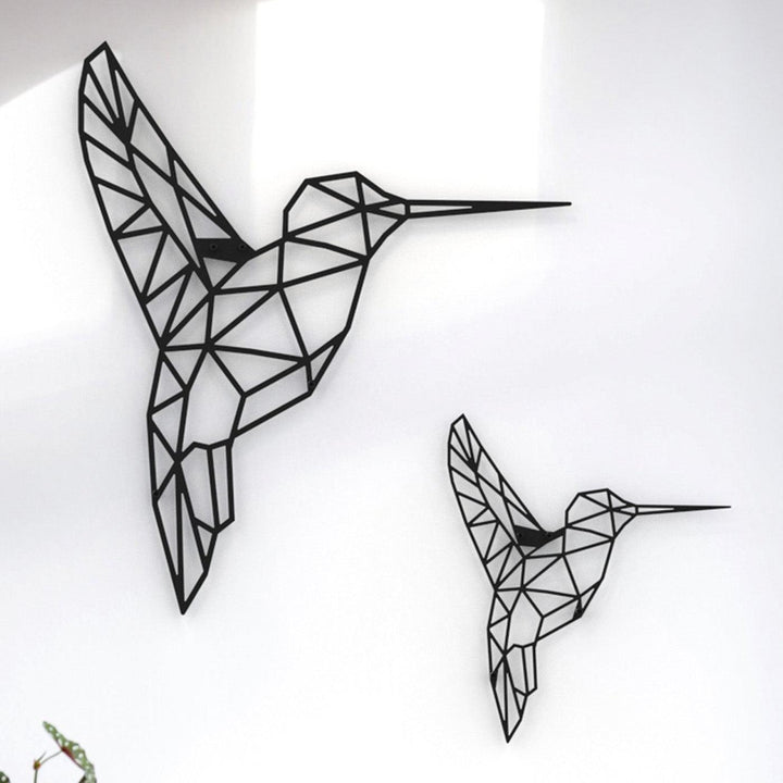 Metalen wandecoratie in huiskamer  Kolibrie set van 2 - Lifestaal