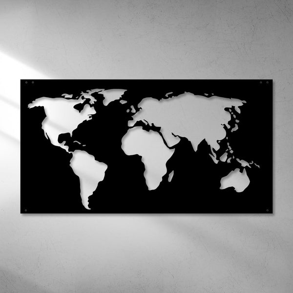 Metalen wanddecoratie wereldkaart paneel XL - Lifestaal