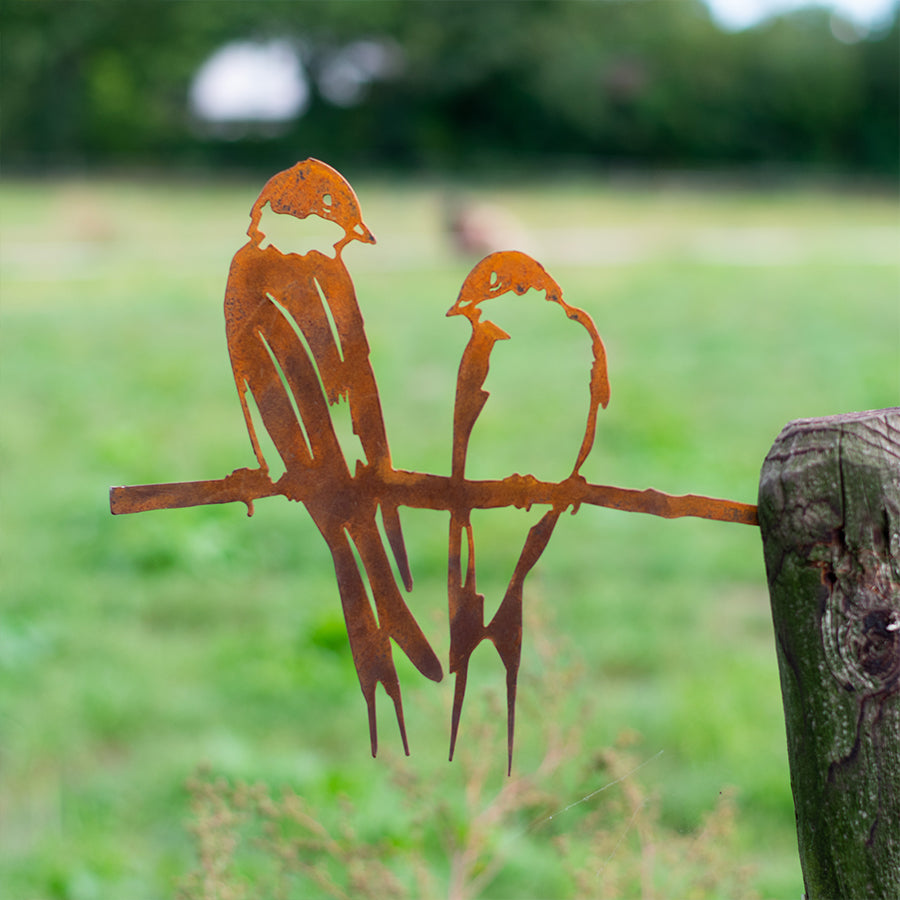 Zwaluwen paar tuindecoratie metalbirds