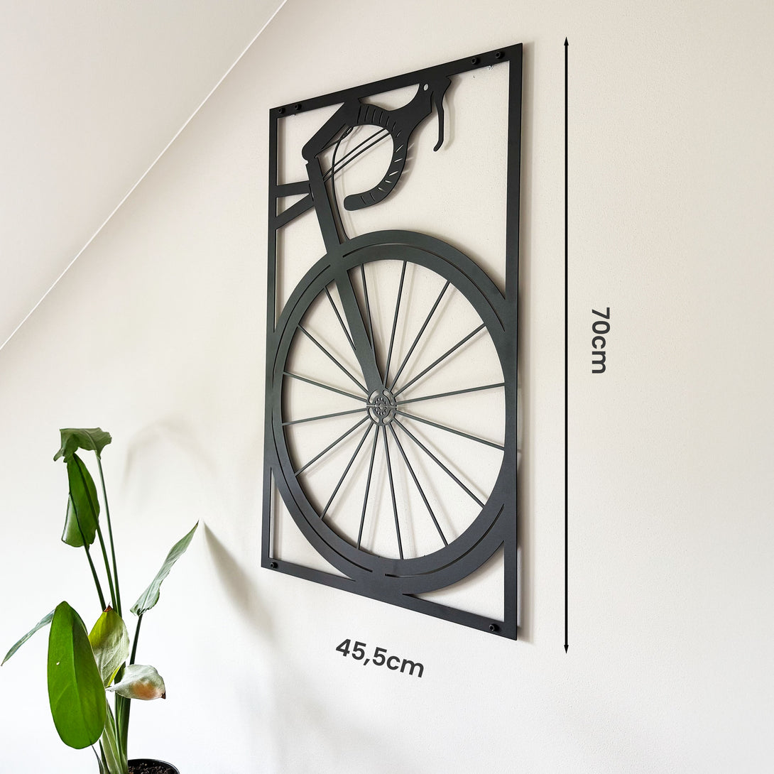 Metalen wanddecoratie wielrenfiets met afmetingen