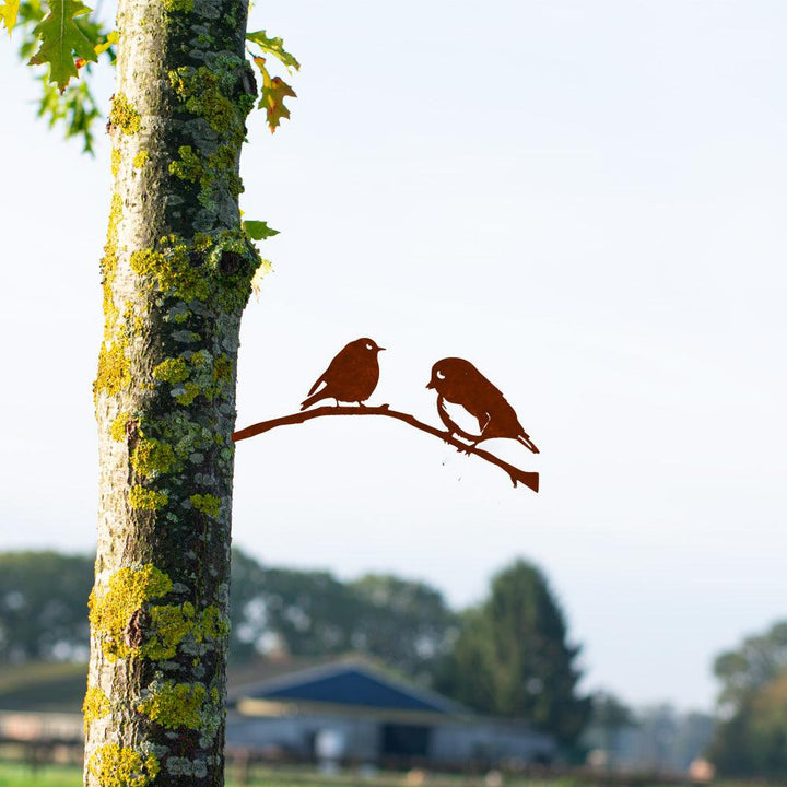 Metalbirds - Roodborstjes paar - Lifestaal