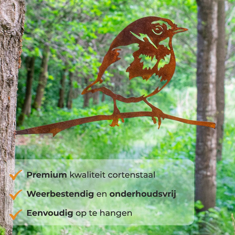 Metalbirds - Roodborstje 25x13cm - Lifestaal