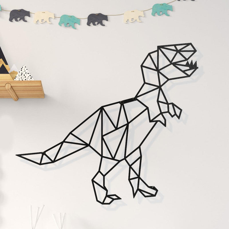 Metalen wanddecoratie dino van zwart staal voor de kinderkamer - Lifestaal