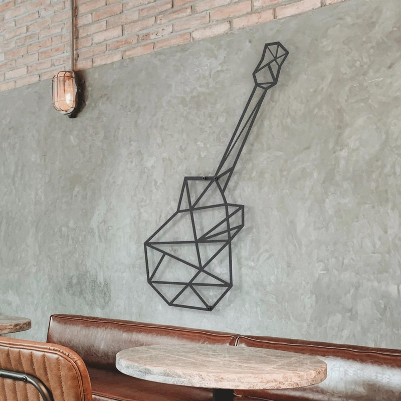 Metalen wanddecoratie gitaar van zwart staal - Lifestaal