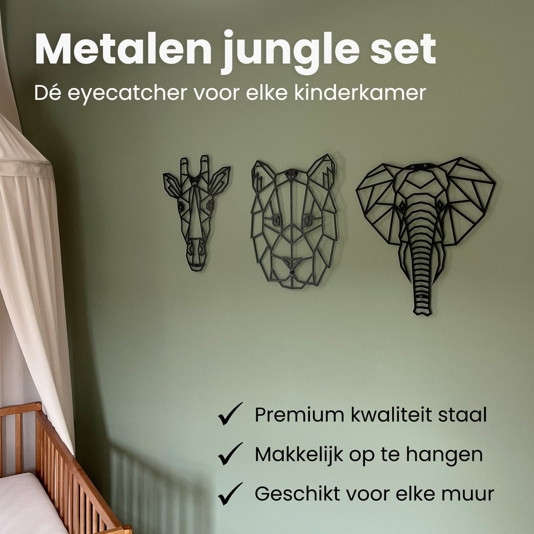 Metalen wanddecoratie - Jungle dieren - Lifestaal