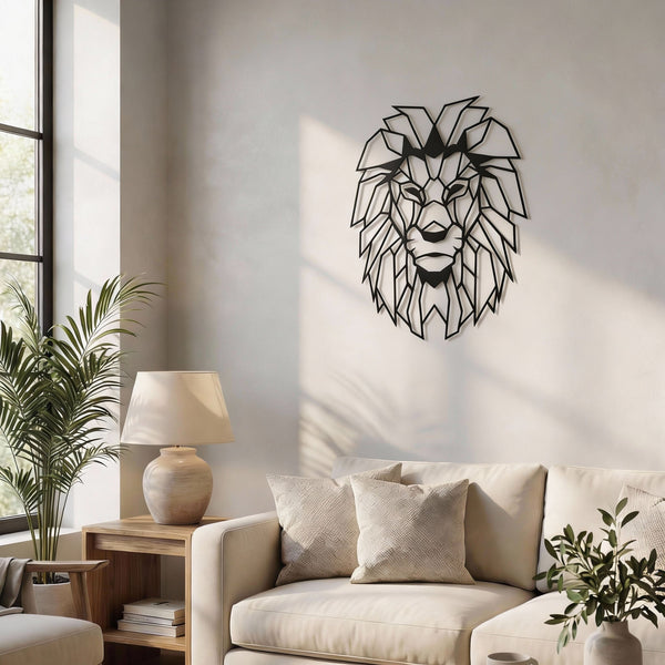 Metalen wanddecoratie leeuw XL van zwart staal - Lifestaal