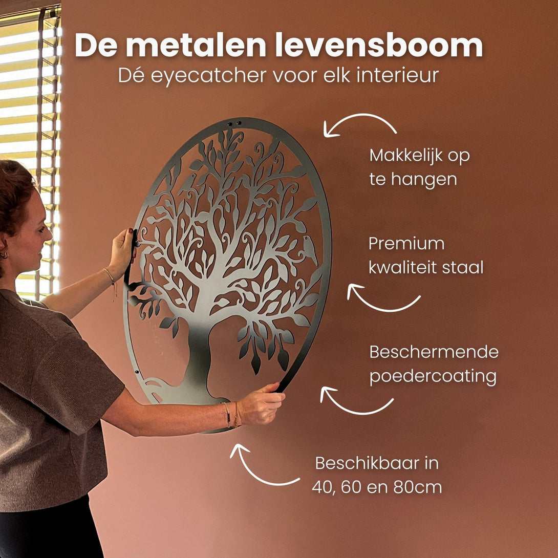 Metalen wanddecoratie - Levensboom 40/60/80cm - Lifestaal