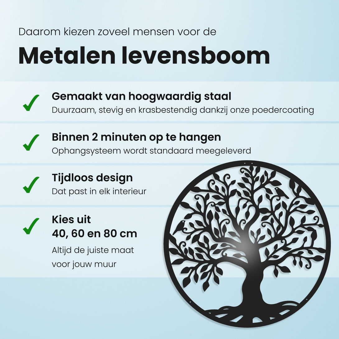 Metalen wanddecoratie - Levensboom - Lifestaal