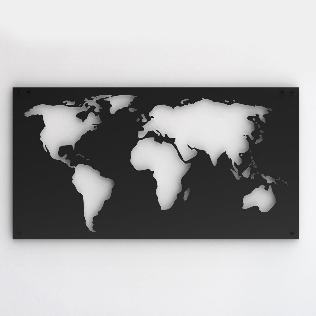 Metalen wanddecoratie - Wereldkaart paneel XL - Lifestaal