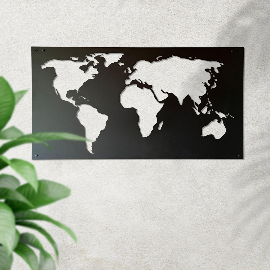 Metalen wanddecoratie - Wereldkaart paneel XL - Lifestaal