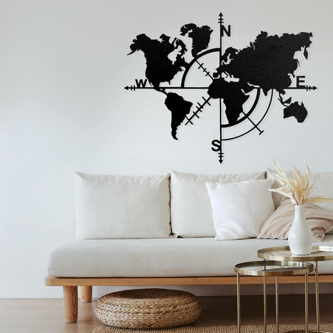 Metalen wanddecoratie - wereldkaart XL - Lifestaal