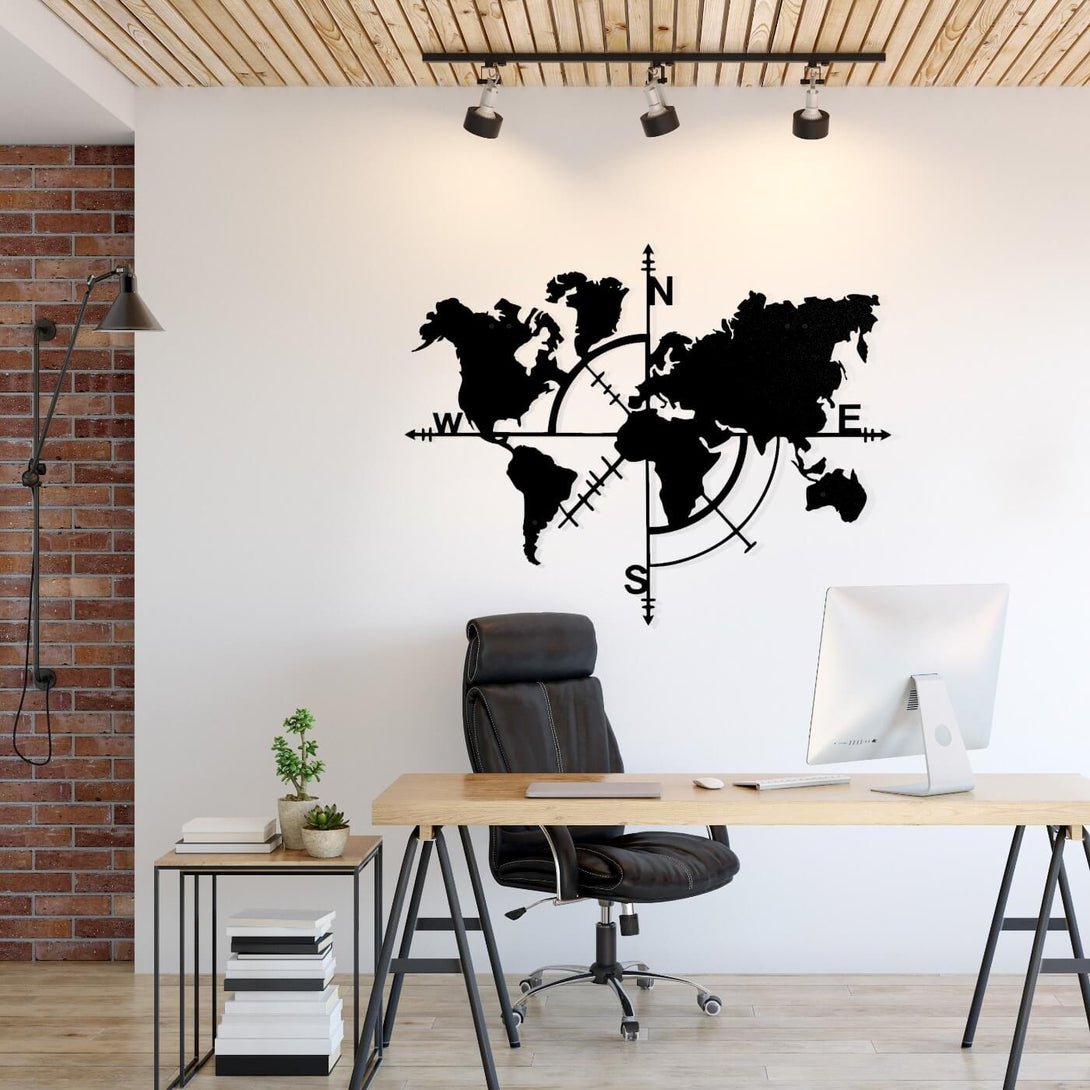 Metalen wanddecoratie - wereldkaart XL - Lifestaal
