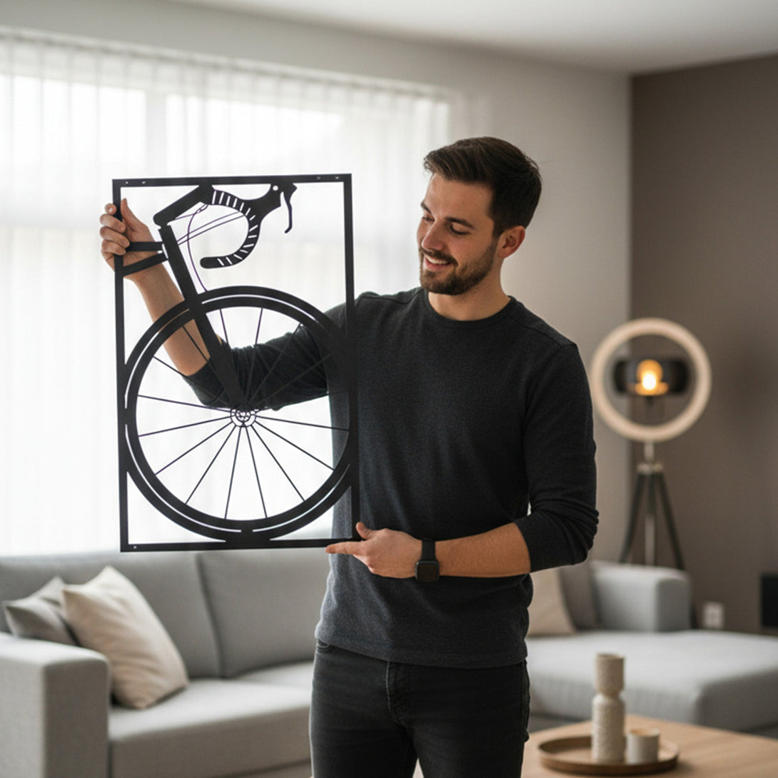 Metalen wanddecoratie - Wielrenfiets 70cm en 35cm - Lifestaal