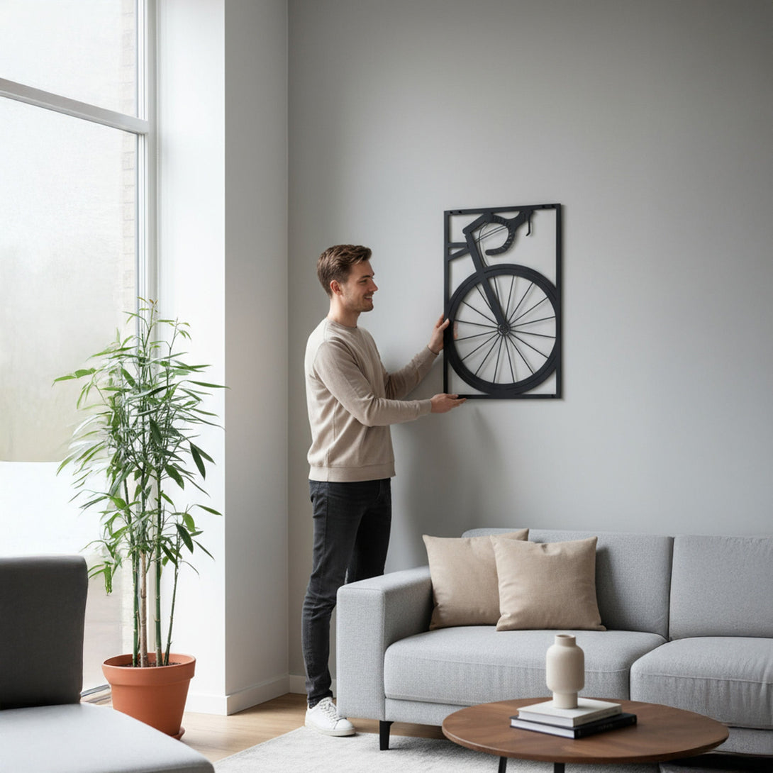 Metalen wanddecoratie - Wielrenfiets 70cm en 35cm - Lifestaal