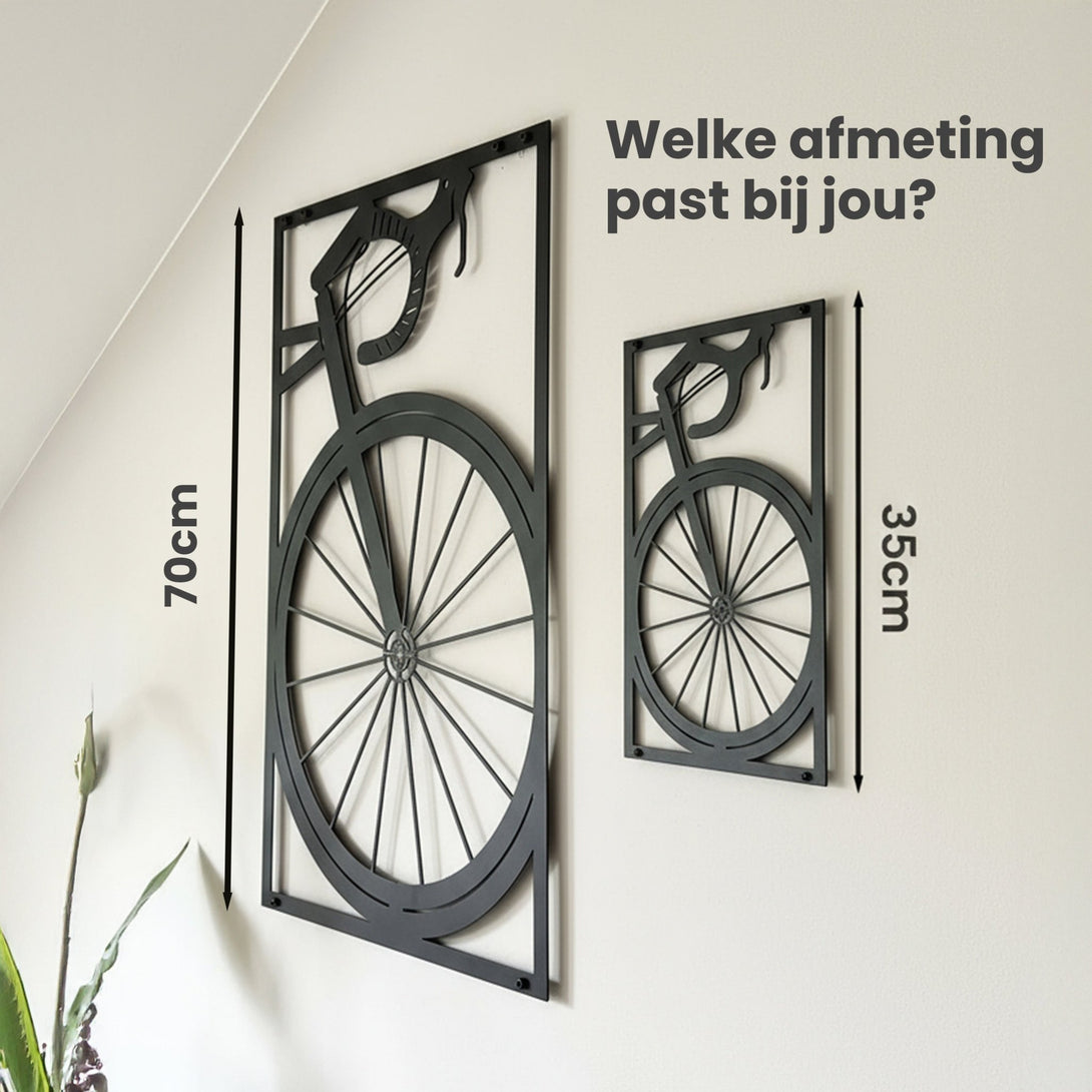 Metalen wanddecoratie - Wielrenfiets 70cm en 35cm - Lifestaal