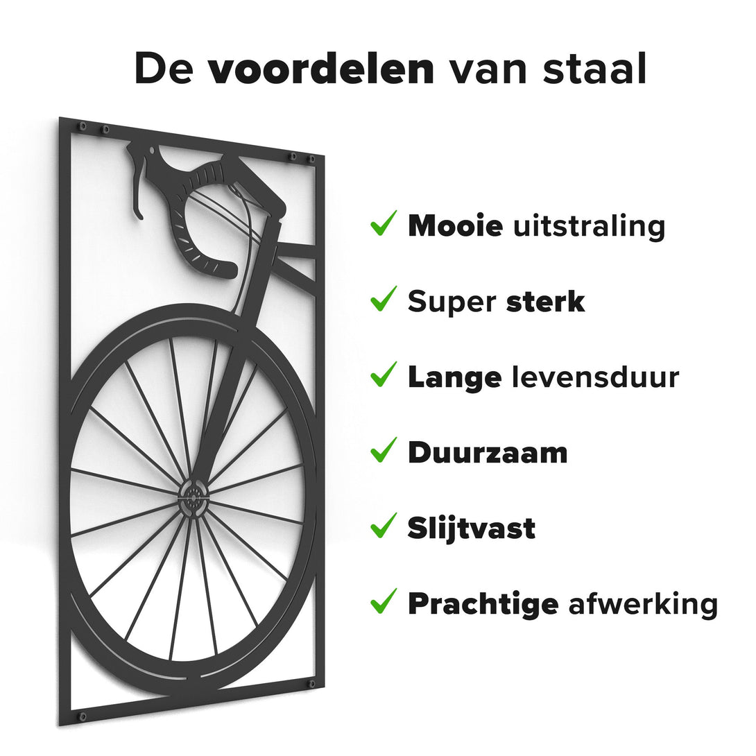 Metalen wanddecoratie - Wielrenfiets XL - Lifestaal