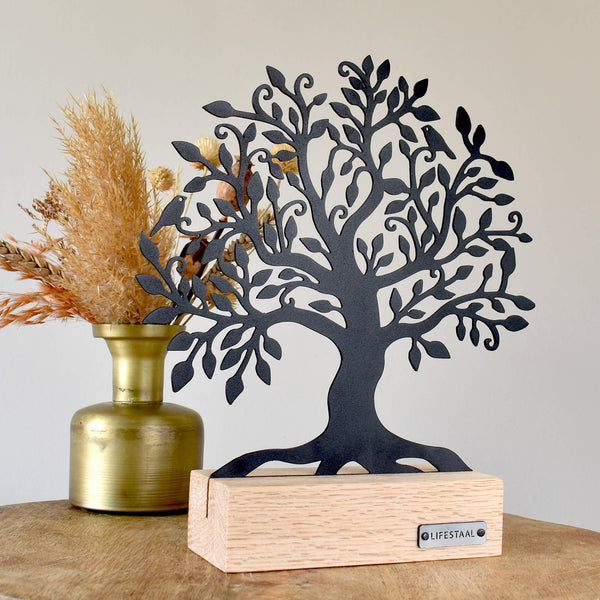 Ornament op houten voet - Levensboom - Lifestaal