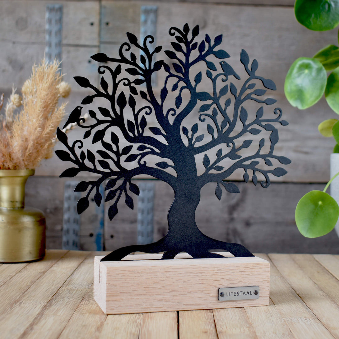 Ornament op houten voet - Levensboom - Lifestaal