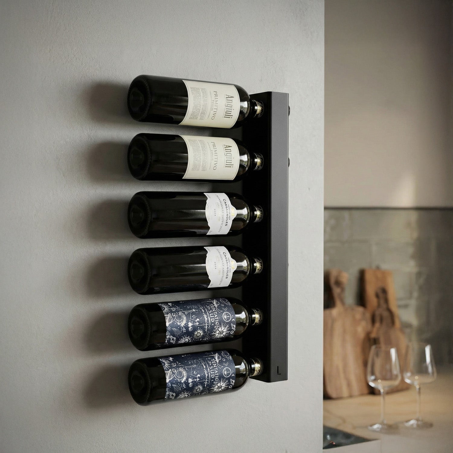 DanDiBo Wijnrek metaal zwart muur smal 96135 flessenrek flessenstandaard flessenhouder